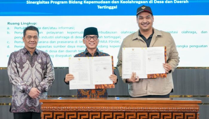 Menpora Dito dan Mendes Yandri Tekan Nota Kesepahaman Sinergitas Program Kepemudaan dan Olahraga